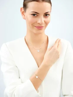 Naszyjnik srebrny z cyrkoniami - serce, gwiazdy