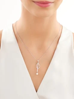 Naszyjnik srebrny z cyrkoniami i perłą