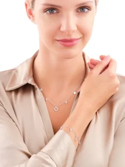 Naszyjnik srebrny z cyrkoniami - koła