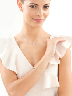 Naszyjnik srebrny z cyrkoniami - koła