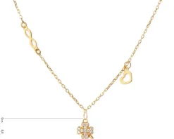 Naszyjnik srebrny z cyrkoniami - koniczyna, serce, nieskończoność