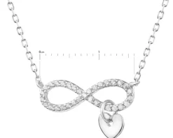 Naszyjnik srebrny z cyrkoniami - nieskończoność, serce