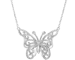 Naszyjnik srebrny z cyrkoniami - motyl