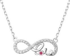 Naszyjnik srebrny z cyrkoniami -nieskończoność, love