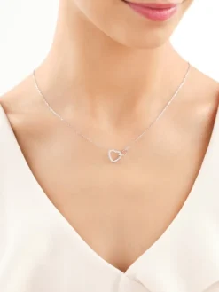 Naszyjnik srebrny z cyrkoniami - serca