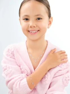 Naszyjnik srebrny z cyrkoniami - pies, kość, łapka