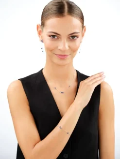 Naszyjnik srebrny z cyrkoniami - Księżyc, gwiazdy