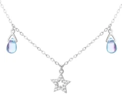Naszyjnik srebrny z cyrkoniami i szlifowanym szkłem - gwiazdy