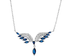 Naszyjnik srebrny z cyrkoniami - skrzydła