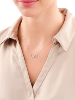 Naszyjnik srebrny z cyrkoniami - nieskończoność, serca