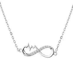Naszyjnik srebrny z cyrkoniami - EKG serca, nieskończoność