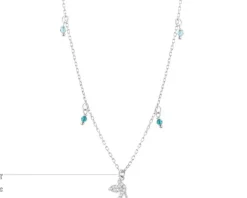 Naszyjnik srebrny z cyrkoniami i szlifowanym szkłem - ptak