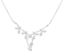 Naszyjnik srebrny z cyrkoniami - liście