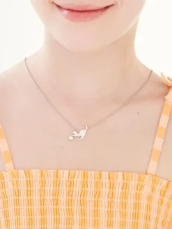 Naszyjnik srebrny z cyrkonią - kot