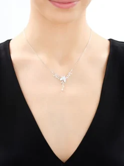 Naszyjnik srebrny z cyrkoniami - kwiaty