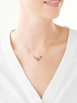 Naszyjnik srebrny z cyrkoniami - kwiaty, motyl