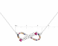 Naszyjnik srebrny z cyrkoniami - mama, nieskończoność