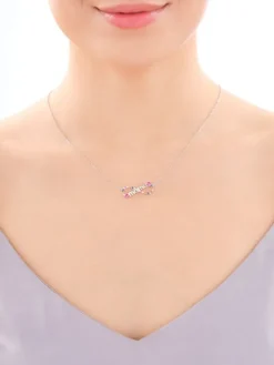 Naszyjnik srebrny z cyrkoniami - mama, nieskończoność