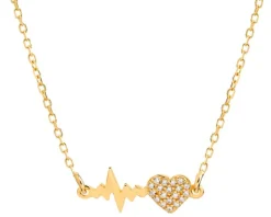 Naszyjnik srebrny z cyrkoniami - EKG serca, serce