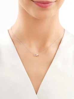 Naszyjnik srebrny z cyrkonią - nieskończoność, serce