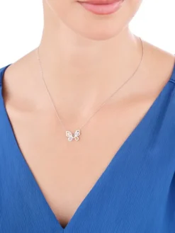 Naszyjnik srebrny z cyrkoniami - motyl