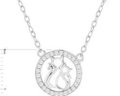 Naszyjnik srebrny z cyrkoniami - koło, koty