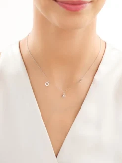 Naszyjnik srebrny z cyrkoniami - koniczyna, nieskończoność, serce