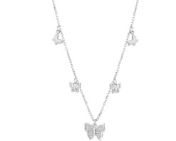 Naszyjnik srebrny z cyrkoniami - koło, serce