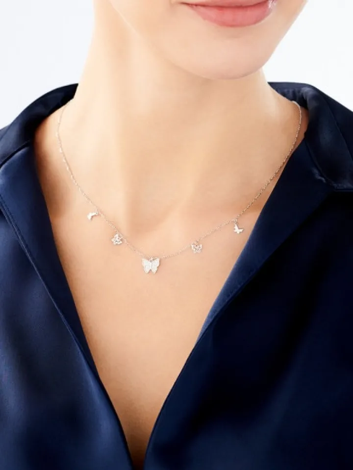 Naszyjnik srebrny z cyrkoniami - koło, serce