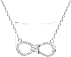 Naszyjnik srebrny z cyrkoniami - nieskończoność, serce