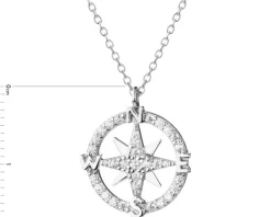Naszyjnik srebrny z cyrkoniami - kompas