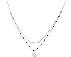 Naszyjnik srebrny z emalią - nieskończoność, koniczyna