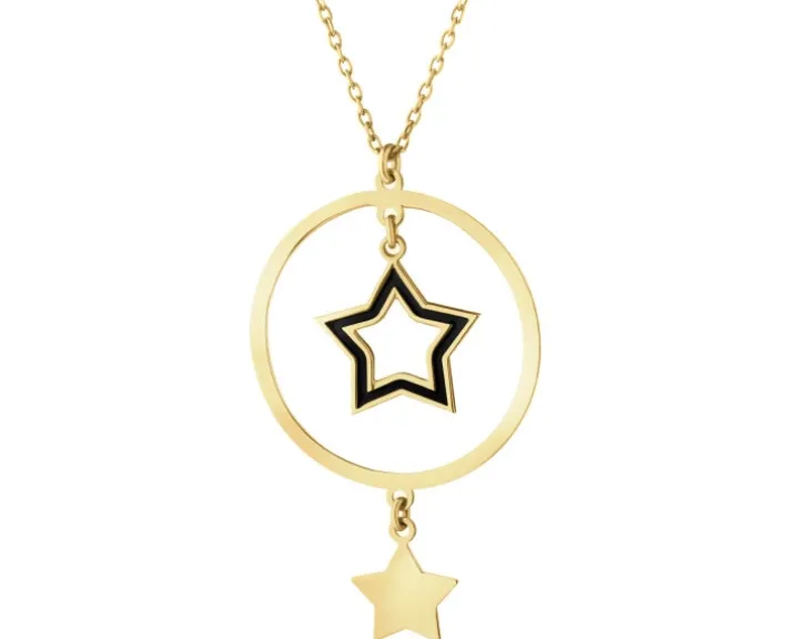 Naszyjnik srebrny z emalią - gwiazdy, koło