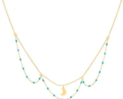 Naszyjnik srebrny z emalią - Księżyc