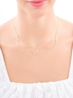 Naszyjnik srebrny z emalią - Księżyc