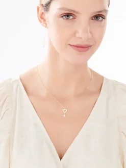 Naszyjnik srebrny z perłą - serce