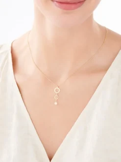 Naszyjnik srebrny z perłą - koło, rozeta