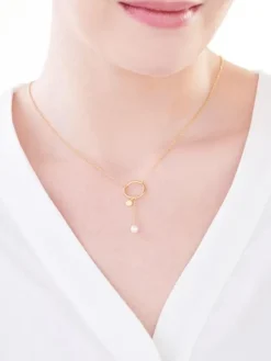 Naszyjnik srebrny z perłą - kółka