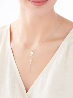 Naszyjnik srebrny z perłą - serca