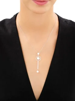 Naszyjnik srebrny z perłą - koła