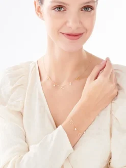 Naszyjnik srebrny z perłami -  koła