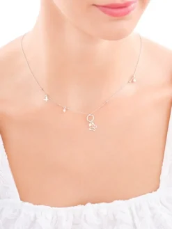 Naszyjnik srebrny z perłami - motyle