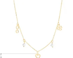 Naszyjnik srebrny z perłami -  serce, nieskończoność, koniczyna