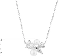 Naszyjnik srebrny z perłami i cyrkoniami