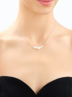 Naszyjnik srebrny z perłami i cyrkoniami