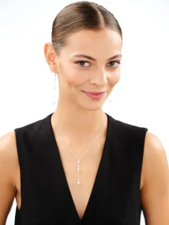 Naszyjnik srebrny z perłami - gwiazdy