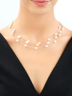 Naszyjnik srebrny z perłami