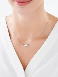 Naszyjnik srebrny z perłami i cyrkoniami - liście