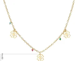 Naszyjnik srebrny ze szkłem - koniczyny, kwiaty