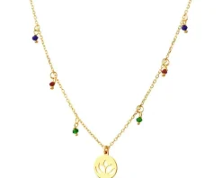 Naszyjnik srebrny ze szkłem - kwiat lotosu